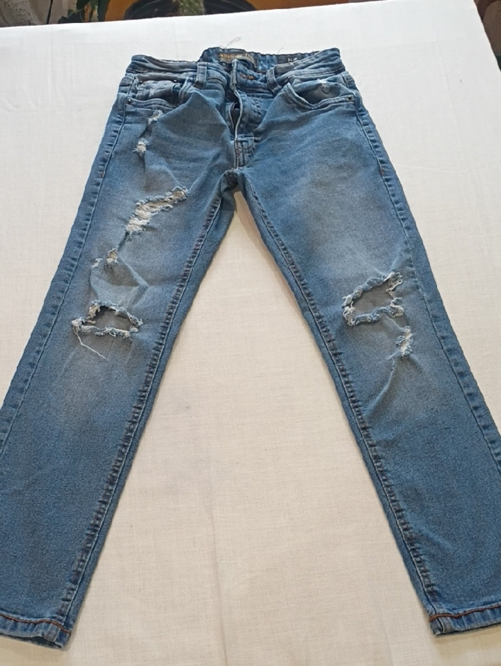 Ring of Fire Distressed Light Blue Skinny Jeans 1967 Size 10 Slim